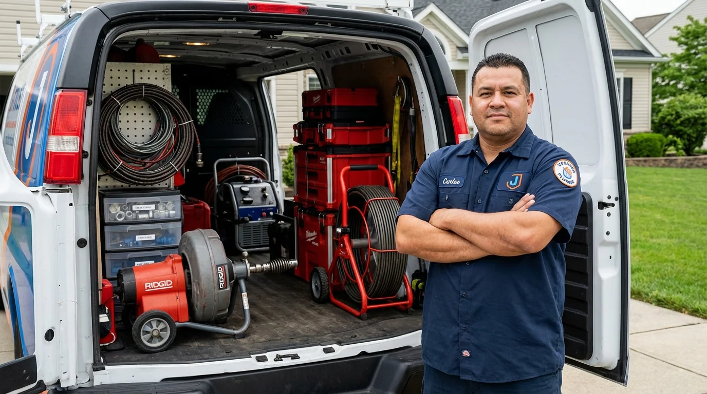 Professional drain cleaning equipment and Johns Plumbing LLC plumber in Berryville