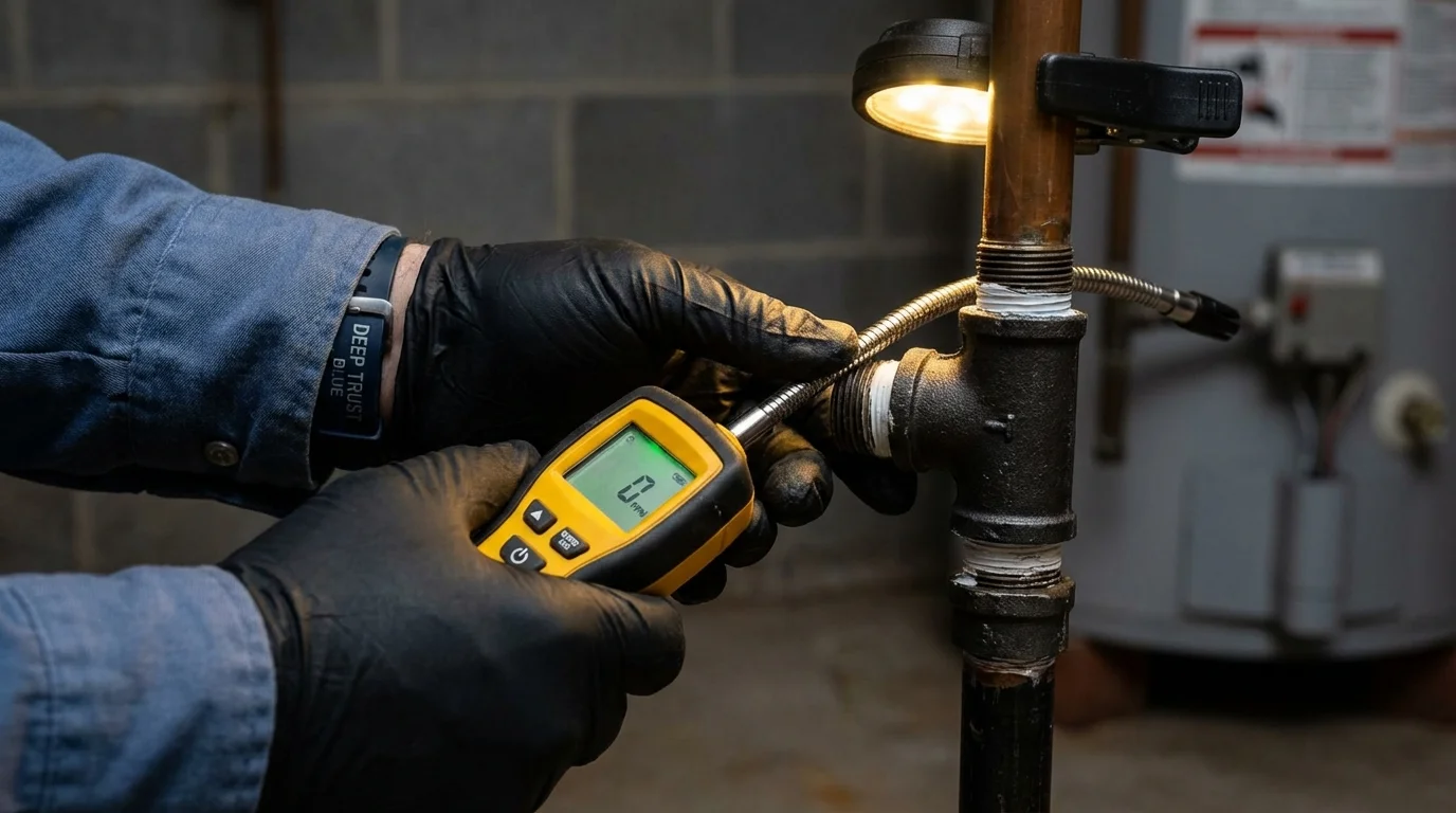 Gas leak detection with electronic sniffer by Johns Plumbing LLC in Berryville