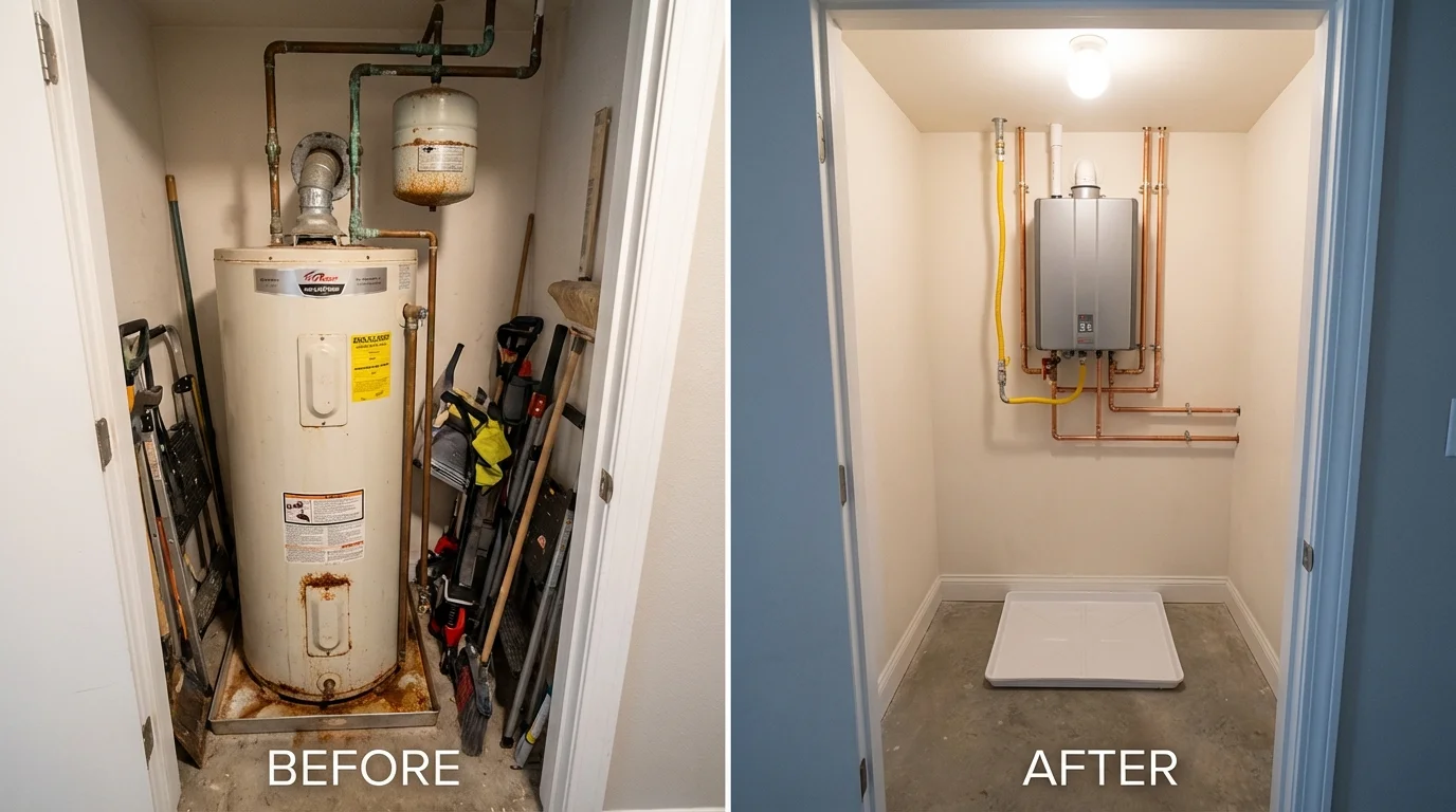 Tank water heater versus wall-mounted tankless unit comparison for Berryville, AR homeowners